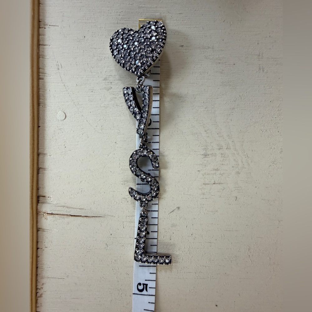 YSL Silver Heart Clip-On Earrings - Picture 3 of 5
